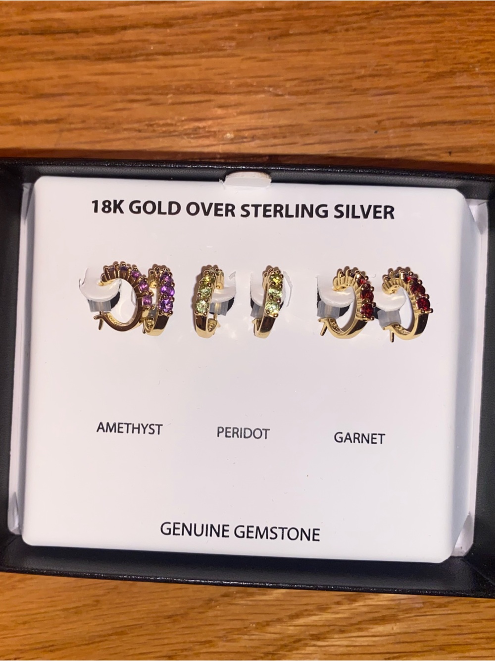 18 k Gold Sterling silver Genuine gemstone Earrings